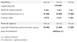 Tableau de synthèse de notre étude de cas sur le prêt garanti par l'état